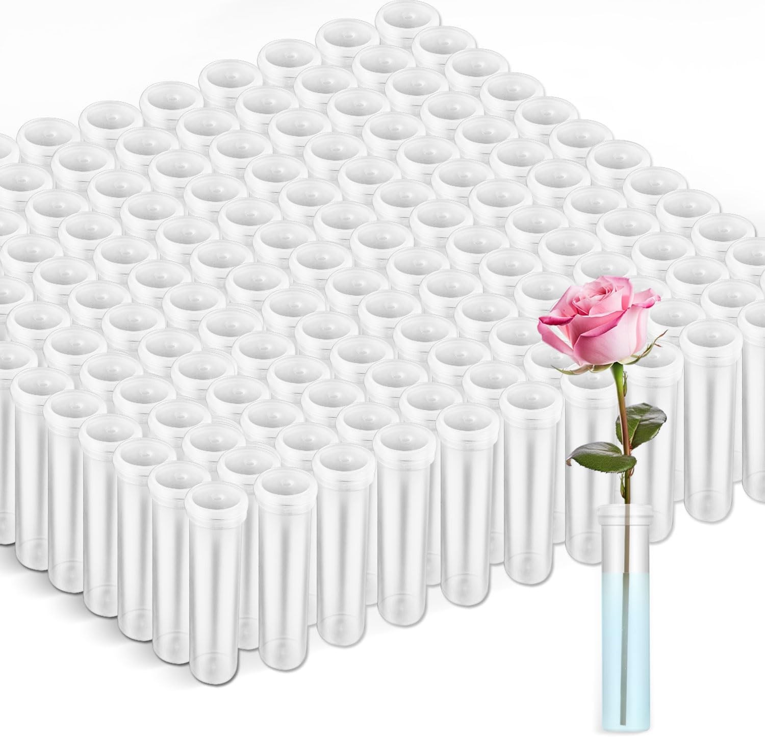 100 Pack 2.83inch Floral Water Tubes Plastic Flowers Vials Small Flower Water…
