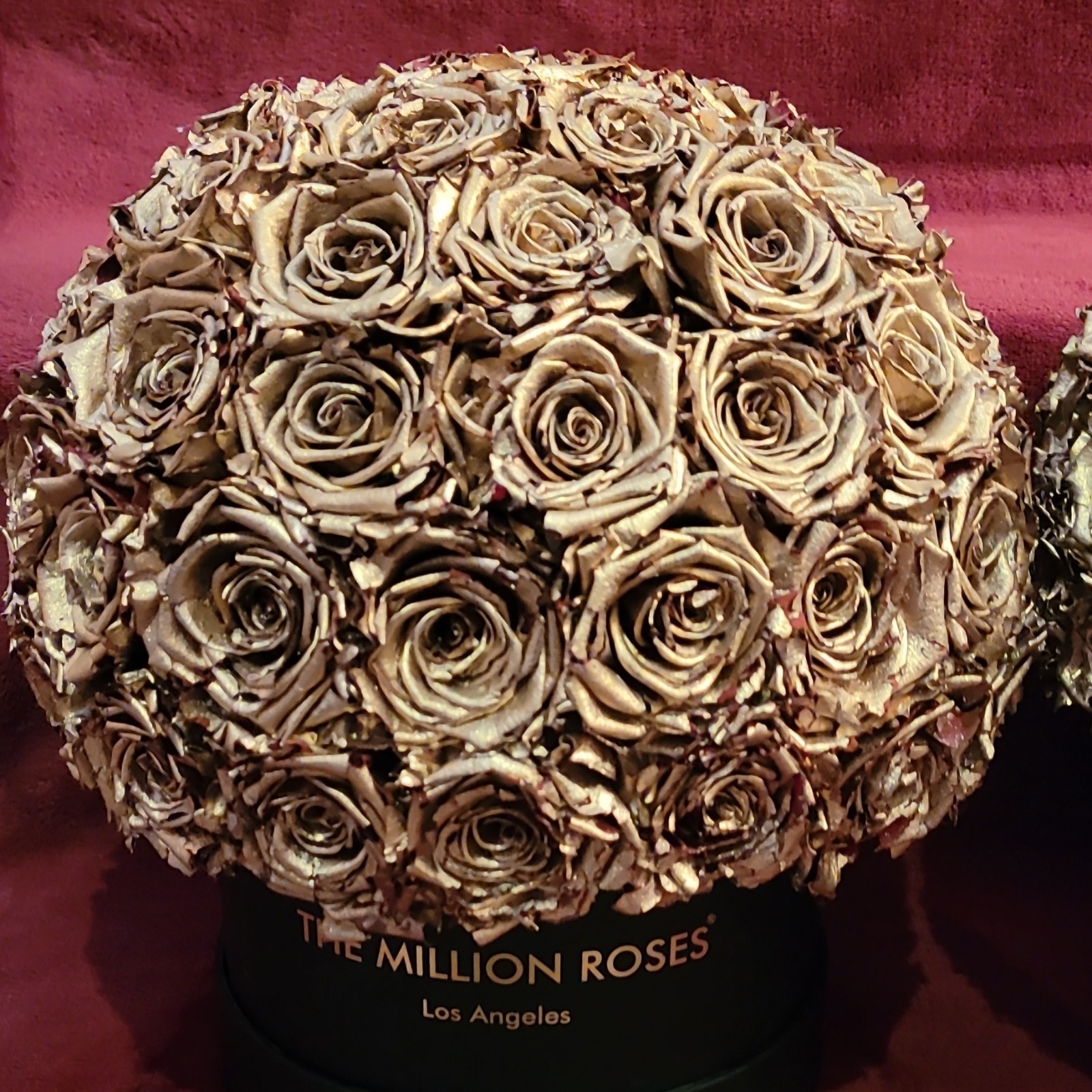 The Million Roses Fresh Rose Flower Box Arrangement, Gold/Black Hat Box Set of 2