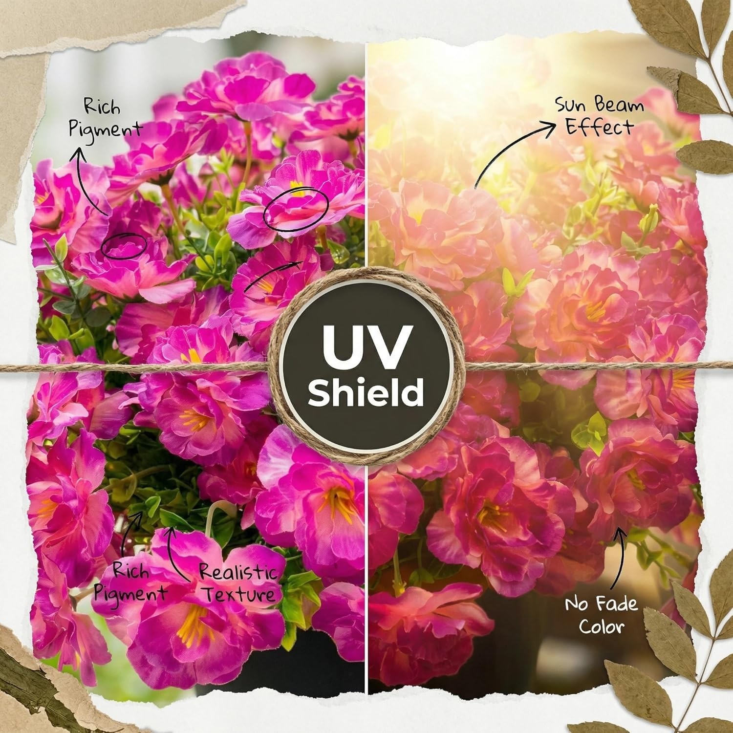 Fake Hibiscus Artificial Flowers, Outdoor, 6 OR 12 PCS, UV Resistant