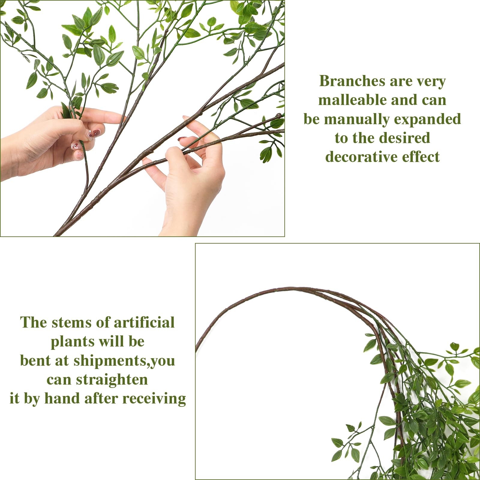 Artificial Plant 43.3 Inch Artificial Bamboo Plant Branch 4 Pcs Artificial Gr…