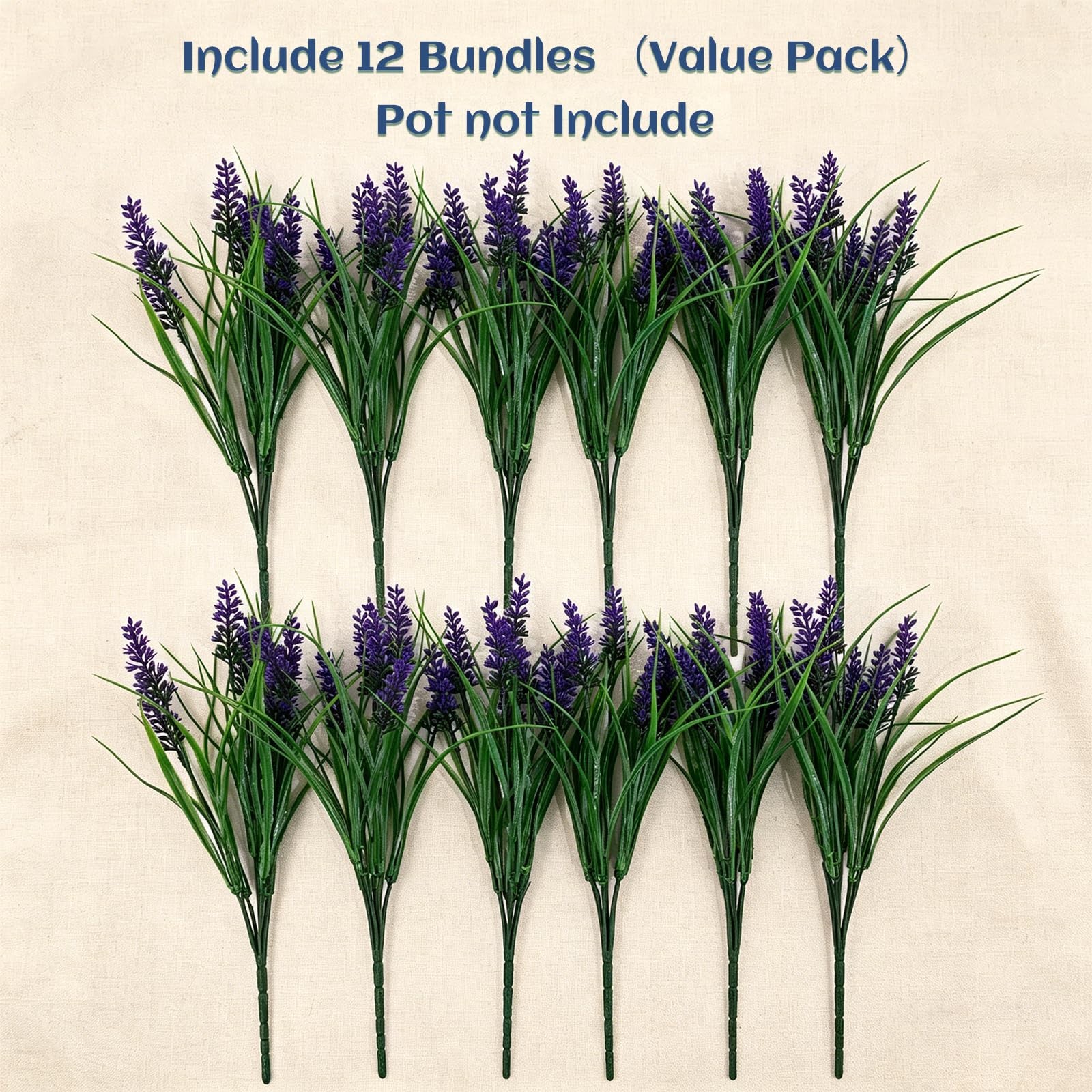 12Pcs Artificial Fake Flowers Monkey Grass for Outdoors, UV Resistant Realist…