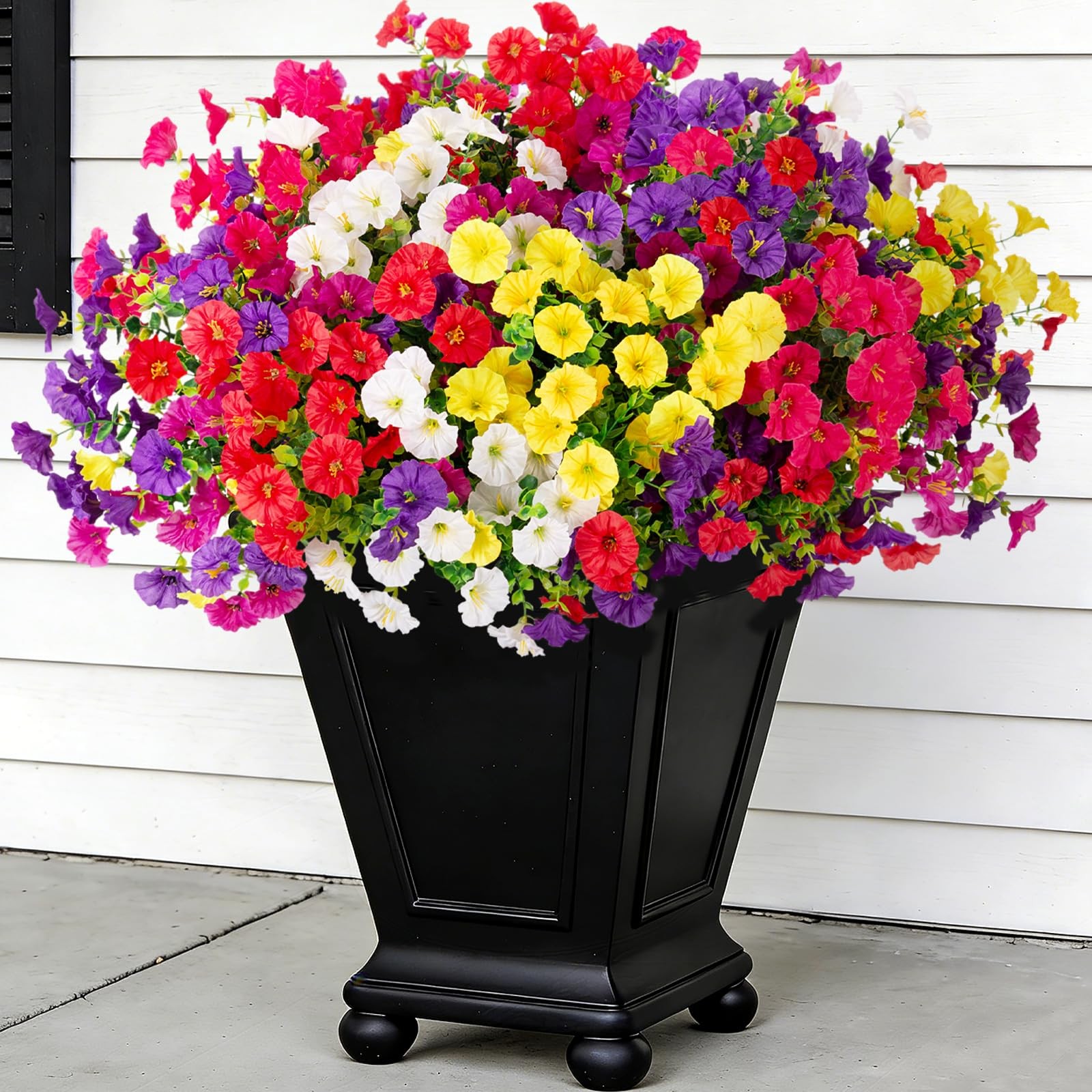 Hrobek Artificial Flowers for Outdoors, 12 Bundles Fake Plastic Petunias Flow…