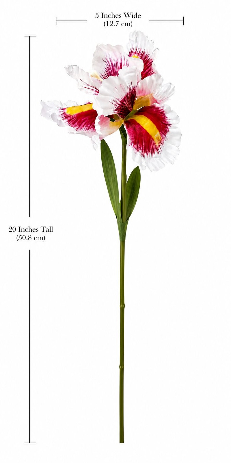 Faux Iris Flower Stems White Pink Yellow Floral Stems Artificial Flowers Cottage