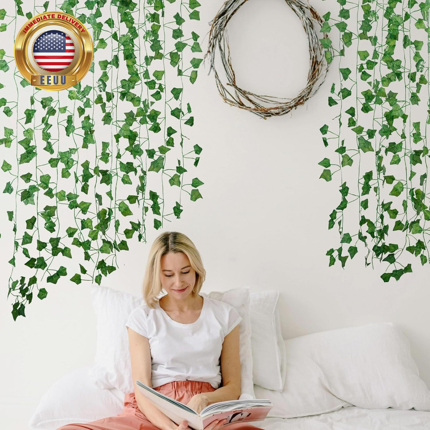 Fake Vines for Room Decor(12 Pack 84 Feet) Aesthetic Artificial Plant Ivy Leaves