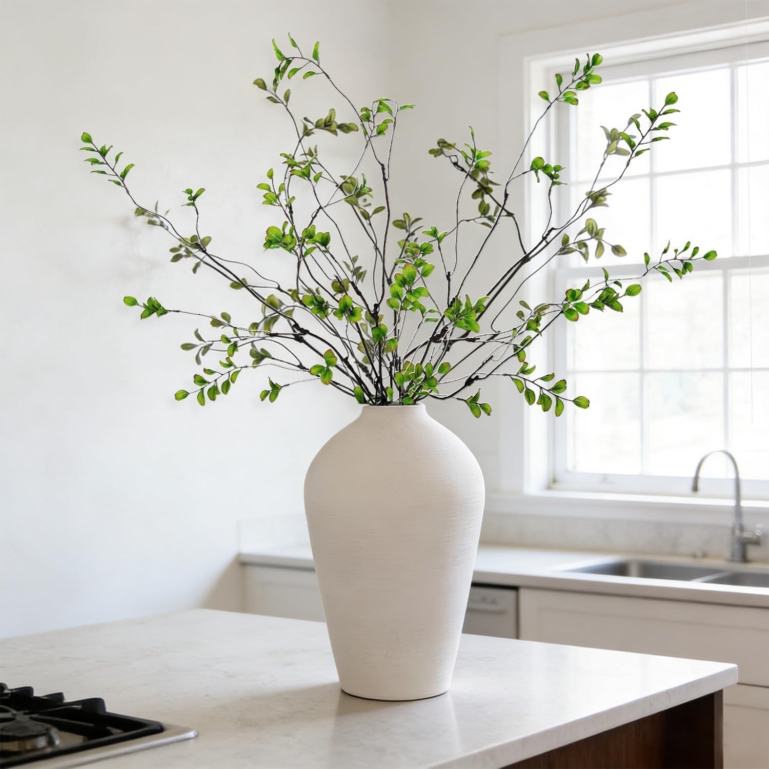 5 Pcs Artificial Ficus Branches for Vase, 38.5 Inch Faux Greenery Stems Reali…