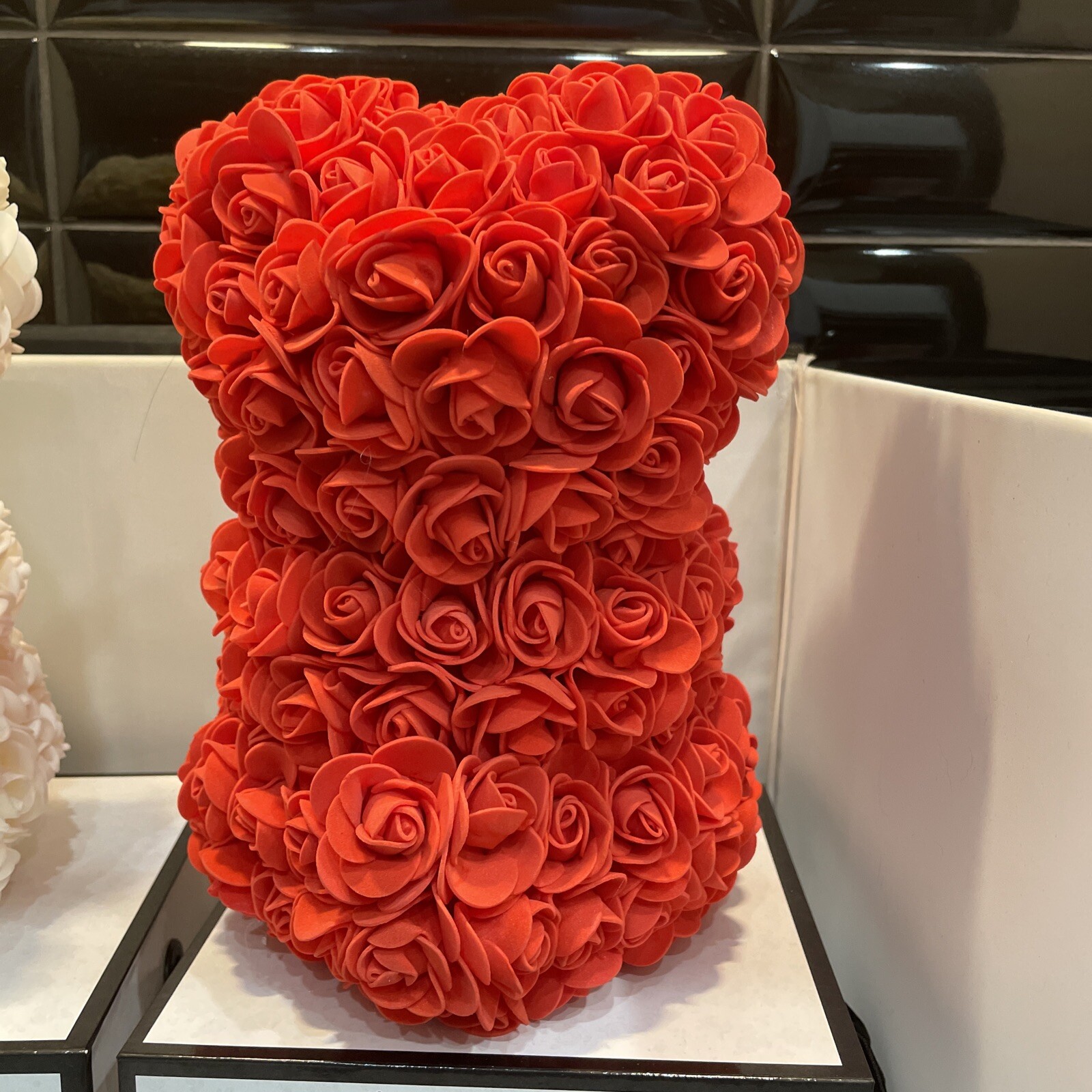 Always And Forever Flower Red Rose Bear With Box Artificial Flowers NEW