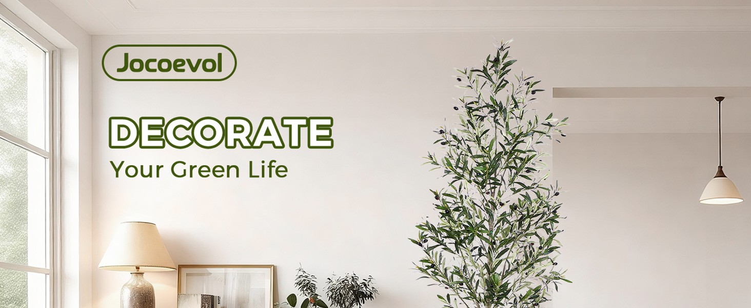 Olive Tree, 7FT Artificial Indoor Tall Faux Olive Trees w/Planter & Natural Wood