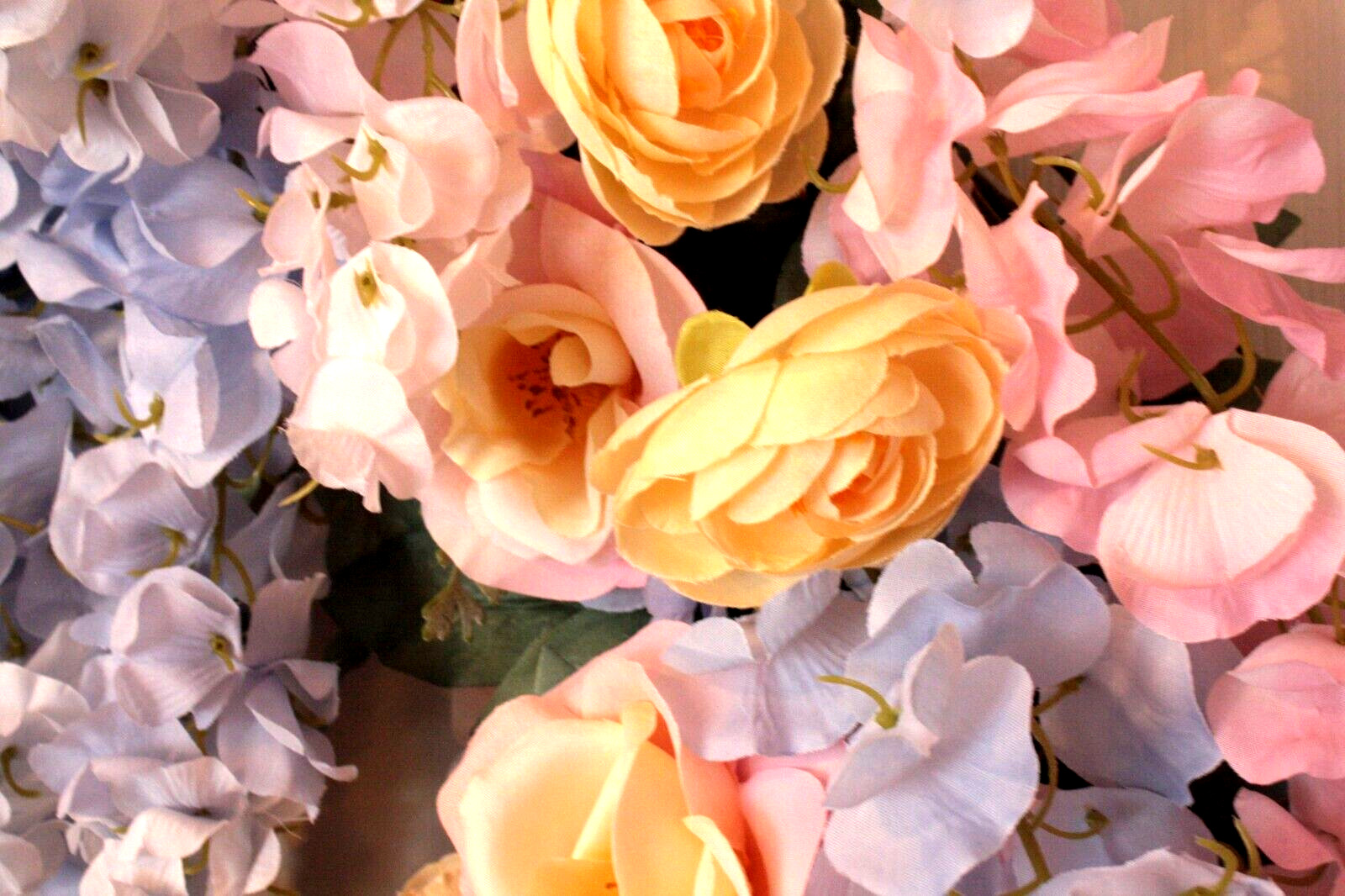 Purple & Pink Wisteria Grapevine Wreath Faux Flowers Pink Roses Ranunculus Chic
