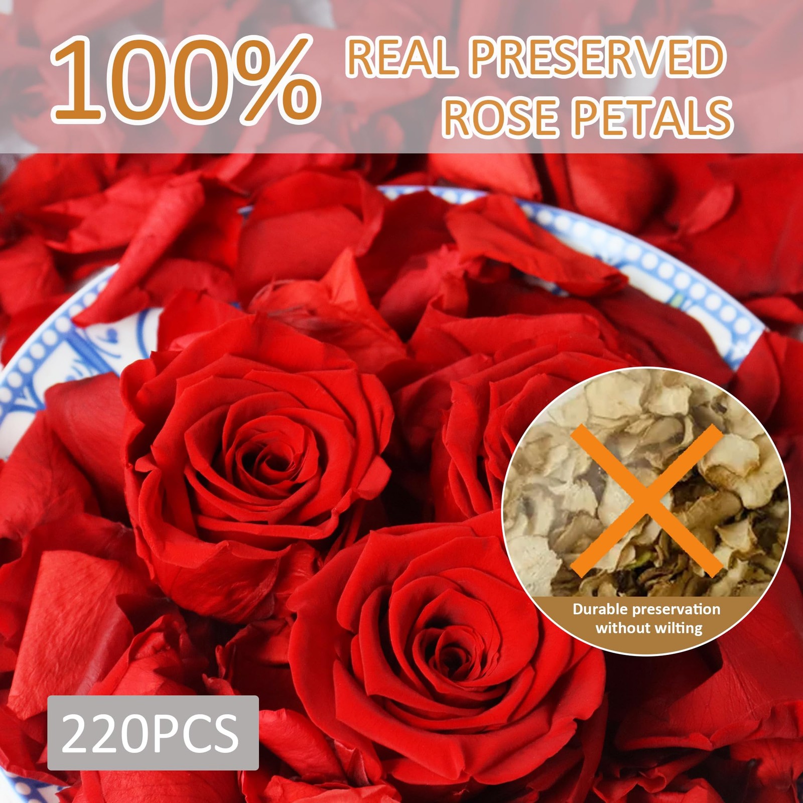 Dried Real Red Rose Petals 2.1oz Freeze Preserved Flower Wedding Decor