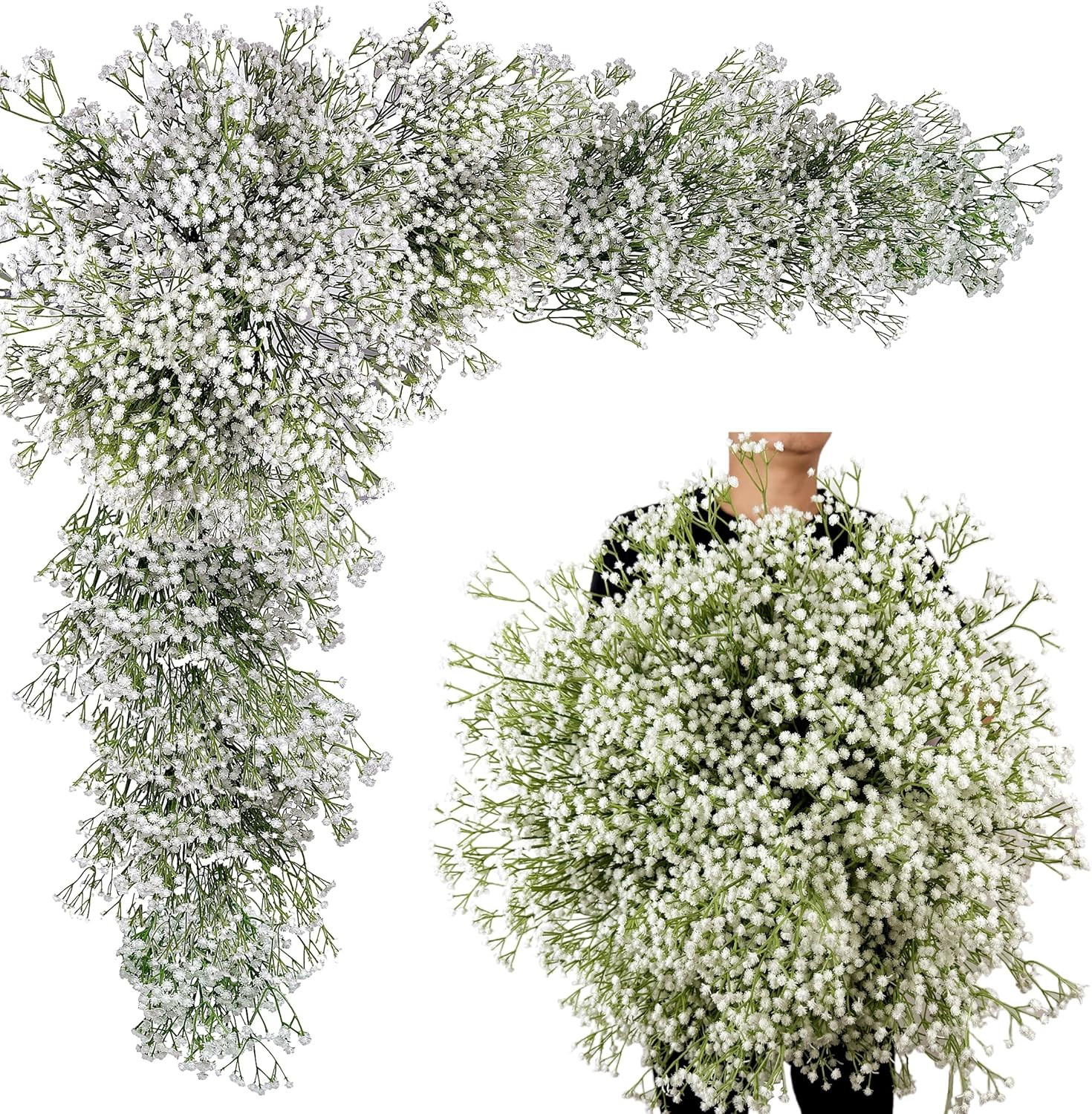 80Pcs White Artificial Baby’s Breath Flowers for Home & Wedding Decor
