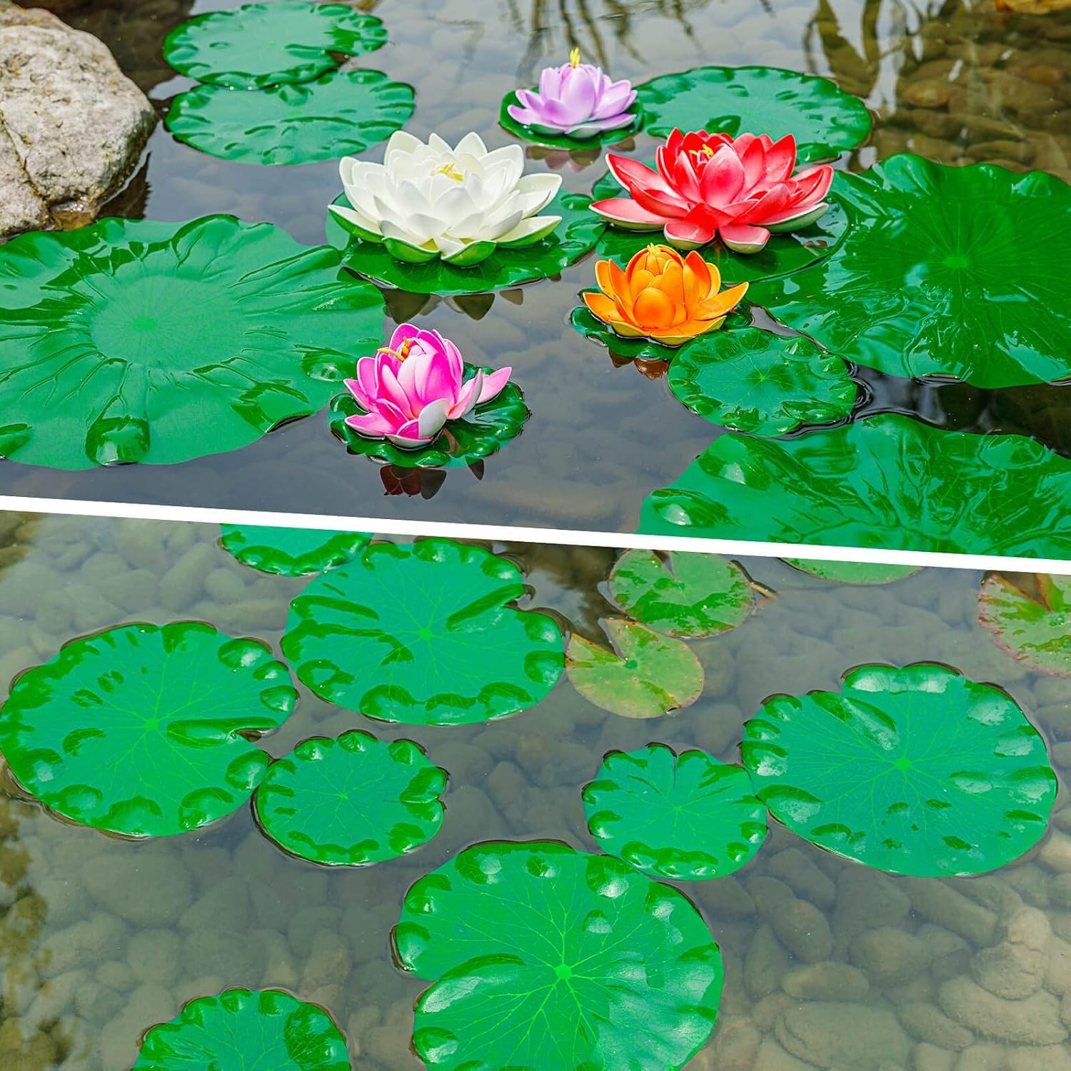 12Pcs Lily Pads for Ponds, Artificial Floating Foam Lotus Leaves, Lily Pads