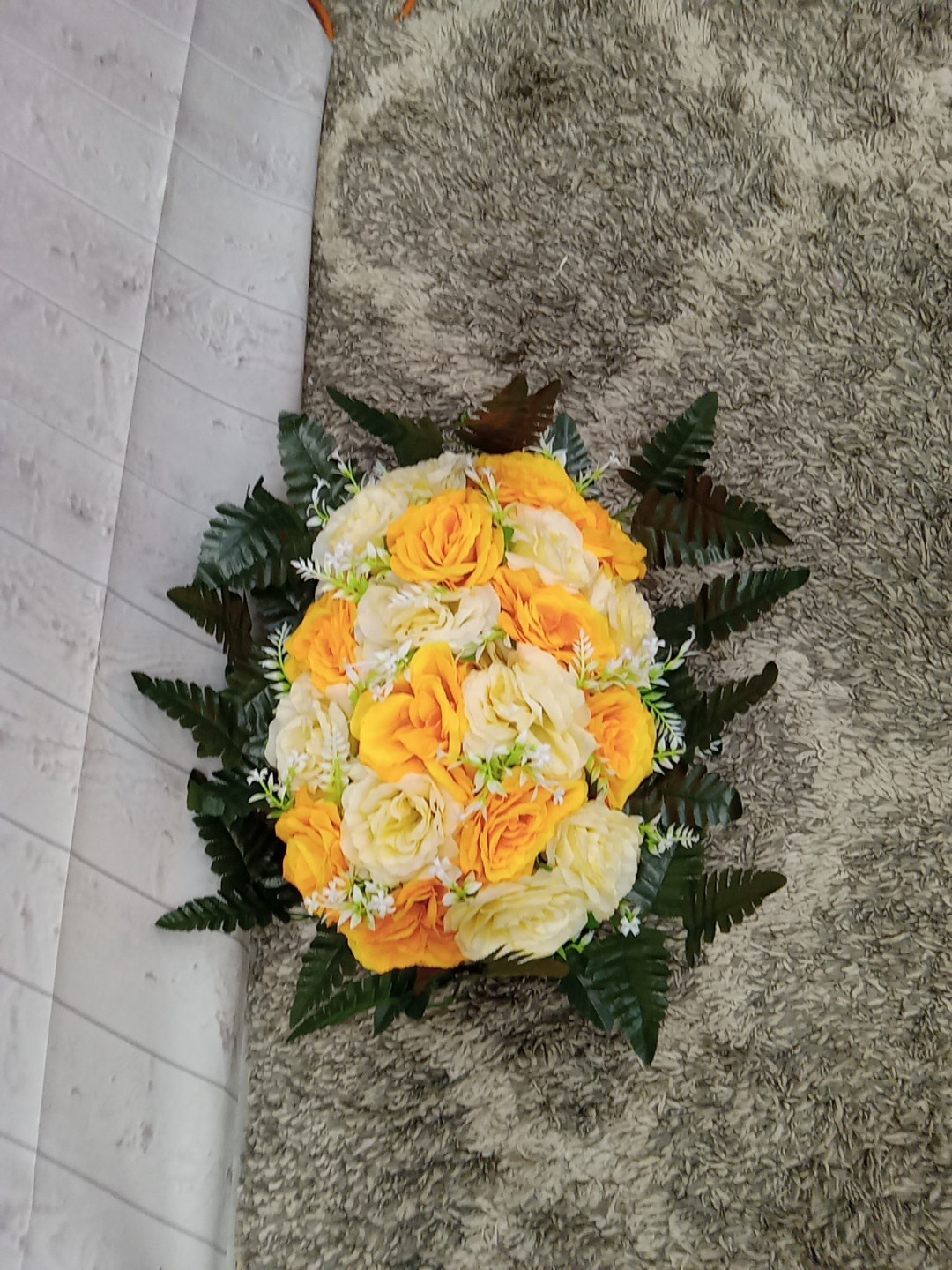 Artificial Flowers Decor, Headstone Saddle For Grave Yellow Roses