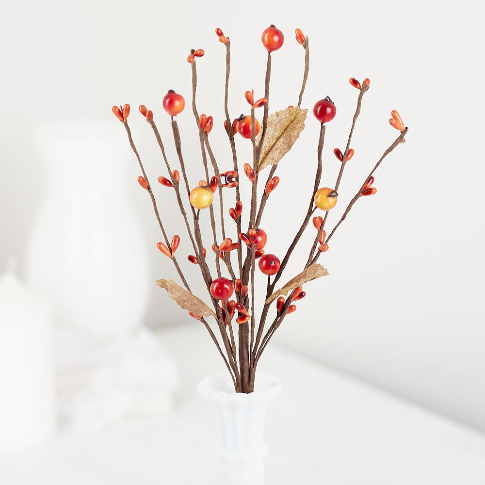 Bulk Lot of 12 Factory Direct Craft Autumn Mixed Berry and Leaf 11″ Picks