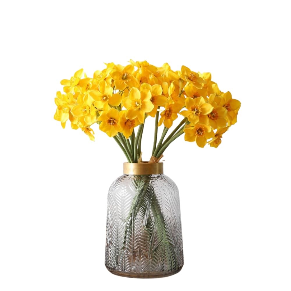 XIZHI 18 Pcs Artificial Flowers White Artificial Daffodils Flowers Real Touch…