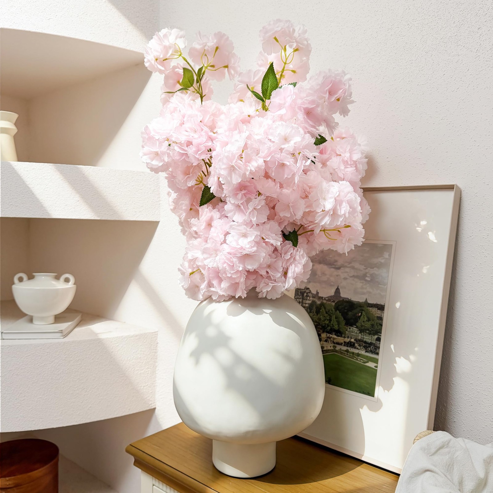 6 PCS 39-inch Cherry Blossom Artificial Flowers, Artificial Elongated Cherry …