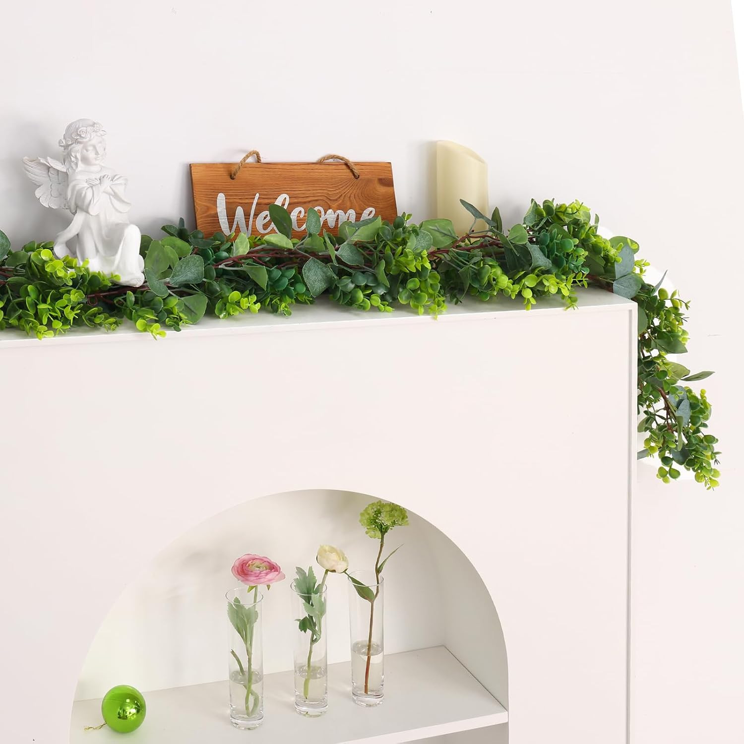 4Pcs 26.4Ft Artificial Eucalyptus Garland Greenery Garland Fake Eucalyptus Leave