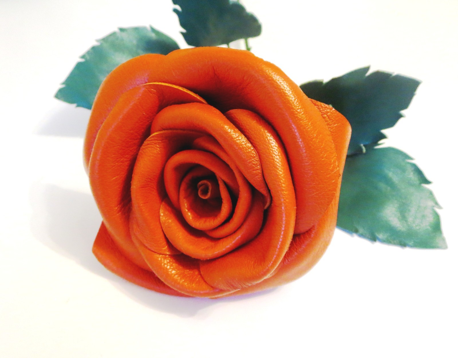 3rd Anniversary Wedding Gift Leather rose bouquet Long Stem white Flowers