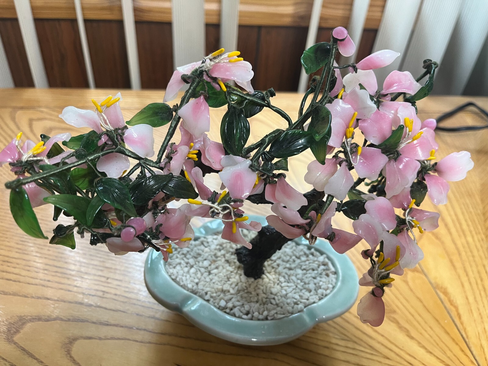 VINTAGE ARTIFICIAL BONSAI TREE/ CHERRY BLOSSOM IN POTTERY BASE