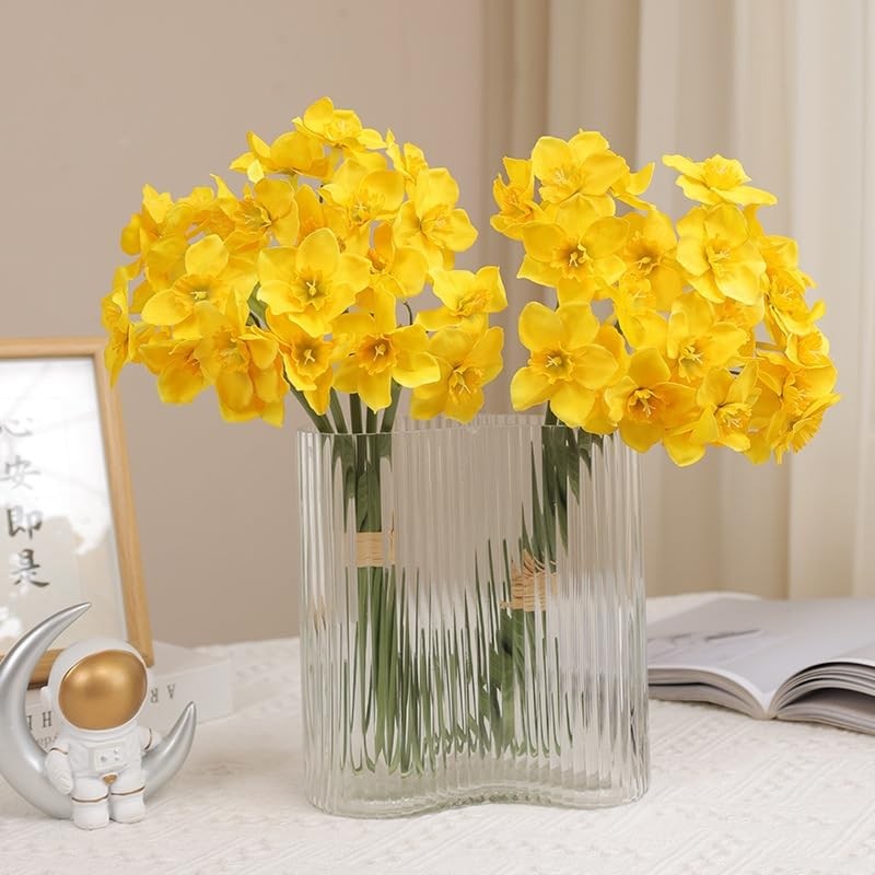 XIZHI 18 Pcs Artificial Flowers White Artificial Daffodils Flowers Real Touch…