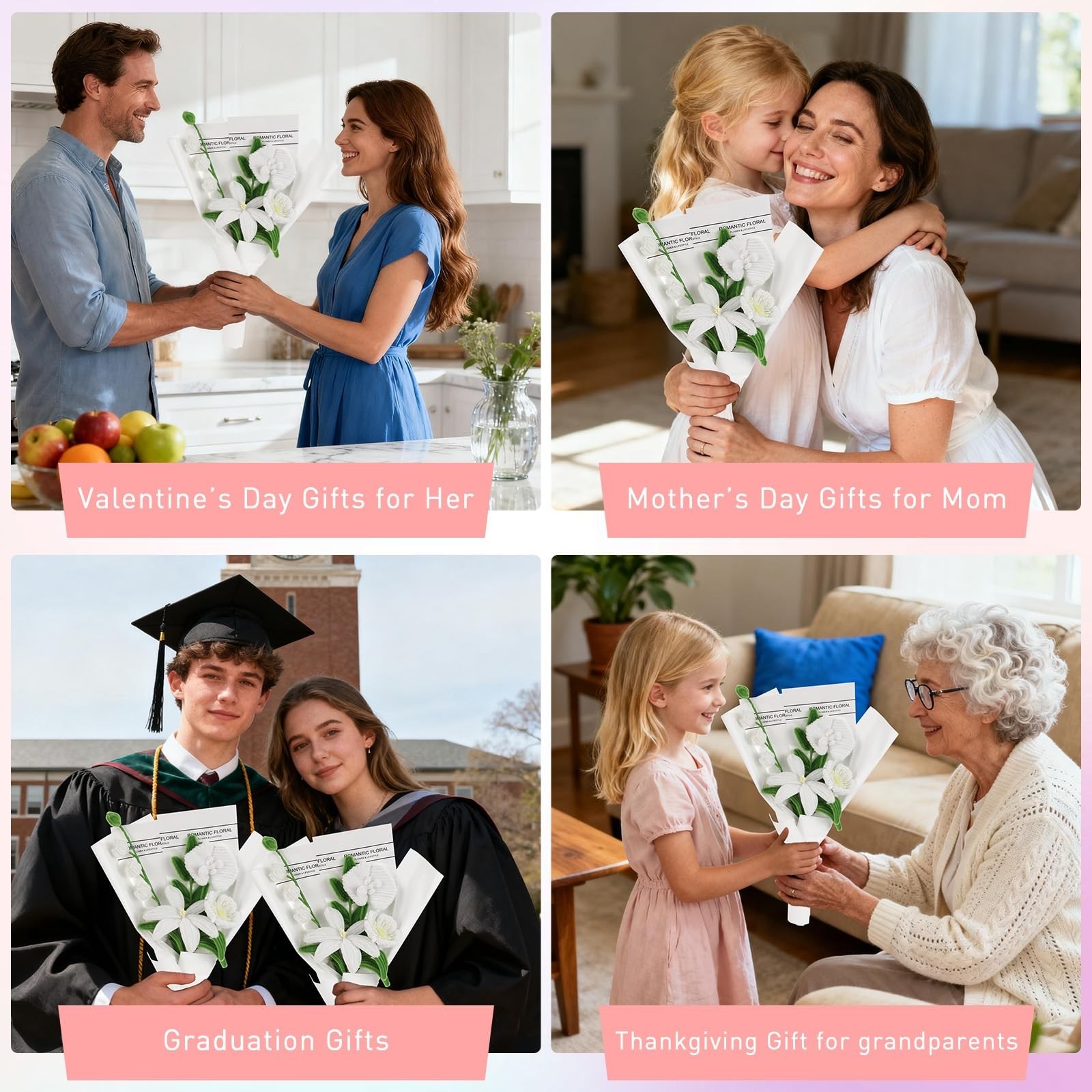 Handmade Artificial Lily Bouquet Twist Stick Combination Flower Bouquet Kit f…