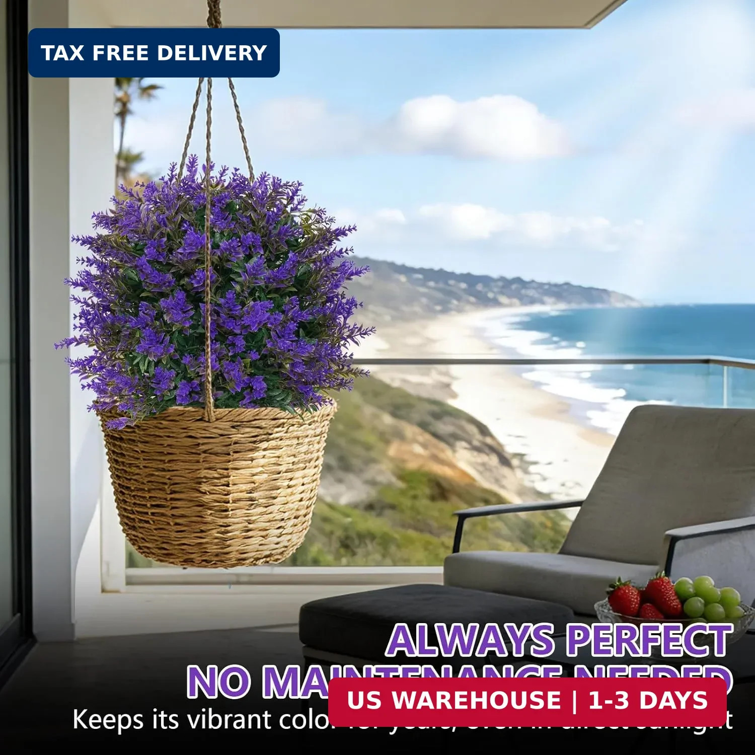 Artificial Lavender Topiary Ball for Outdoors, Set of 2 Boxwood Plant Tree with