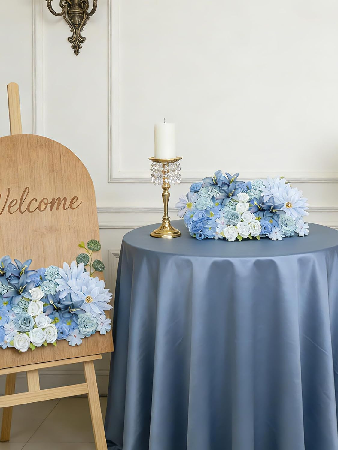 Artificial Flowers Heads for Craft, 98 Pcs Mix Blue Silk Faux Flower Combo wi…