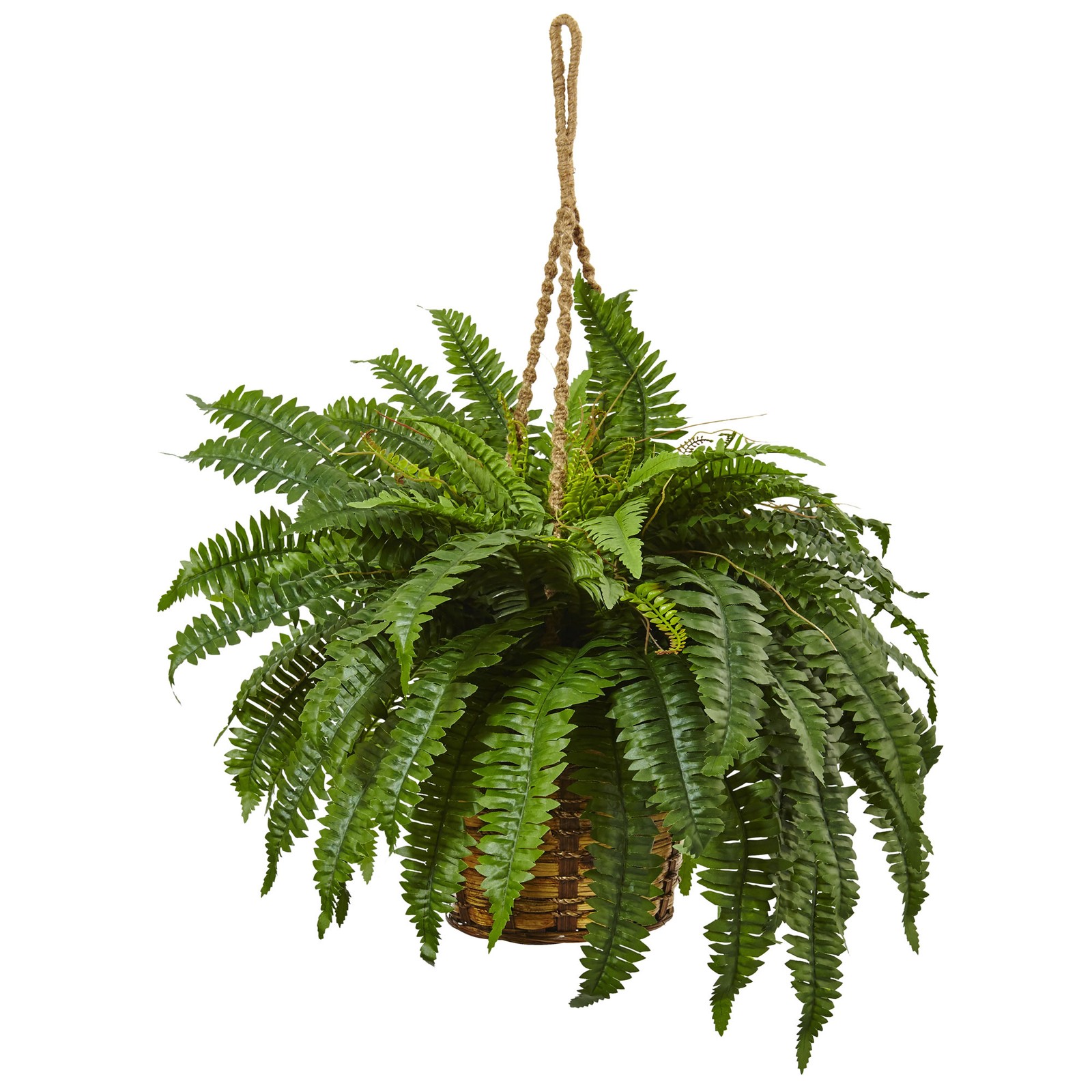 29 Inch Boston Fern Hanging Basket Maintenance Free Indoor Outdoor Plant Decor