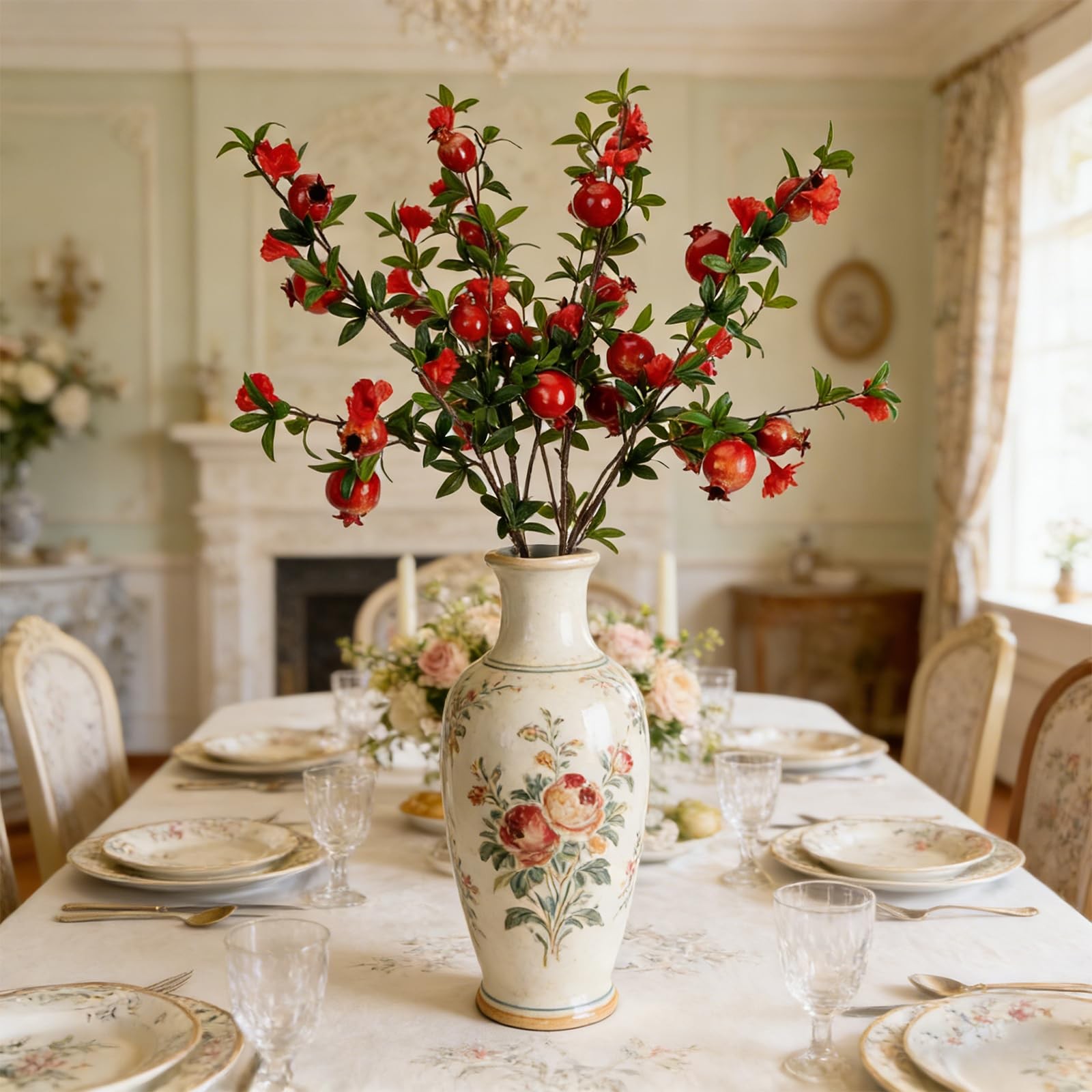 2 PCS 36.2 Inch Artificial Pomegranate Fruit Tall Branches Wedding Decor