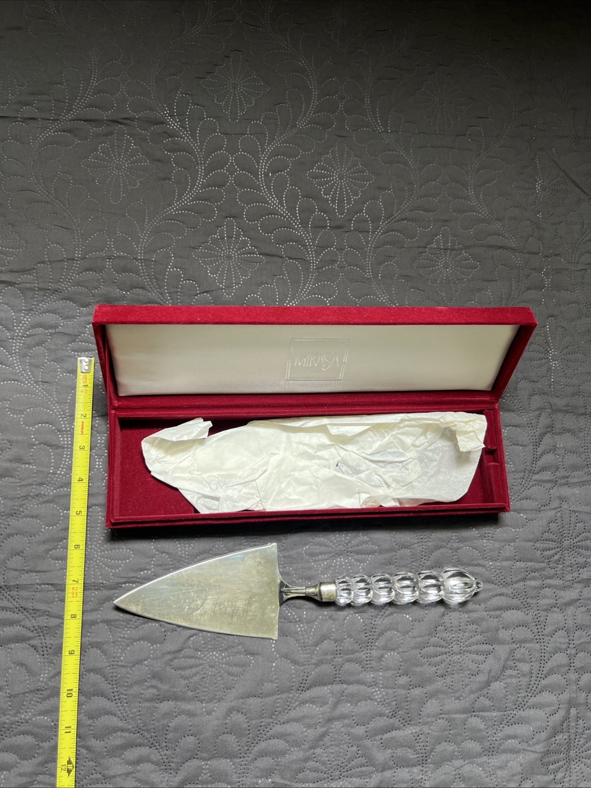 Vintage Mikasa Cake Server Crystal Silver Plate Red Velvet Box Serverware Home