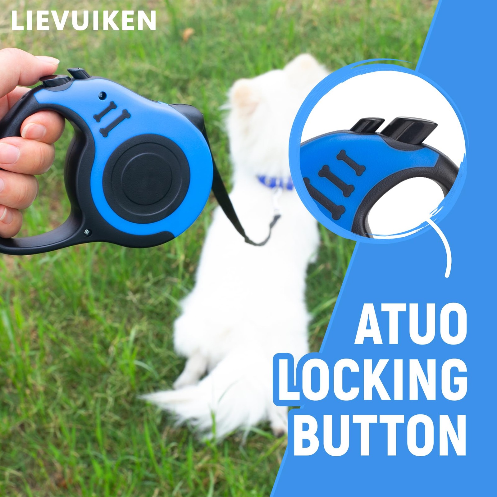 Retractable Dog Leash Automatic Telescopic Tractor 16FEET, Blue