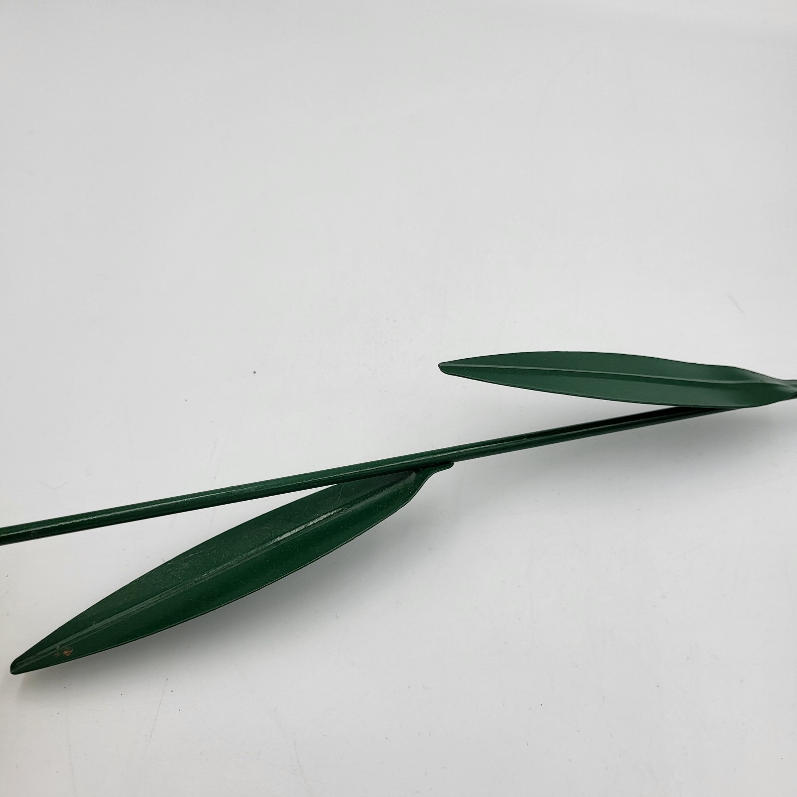 Yellow Daffodil Long Stem Ceramic Flower Garden Stake w Metal Stem & Leaves 17″