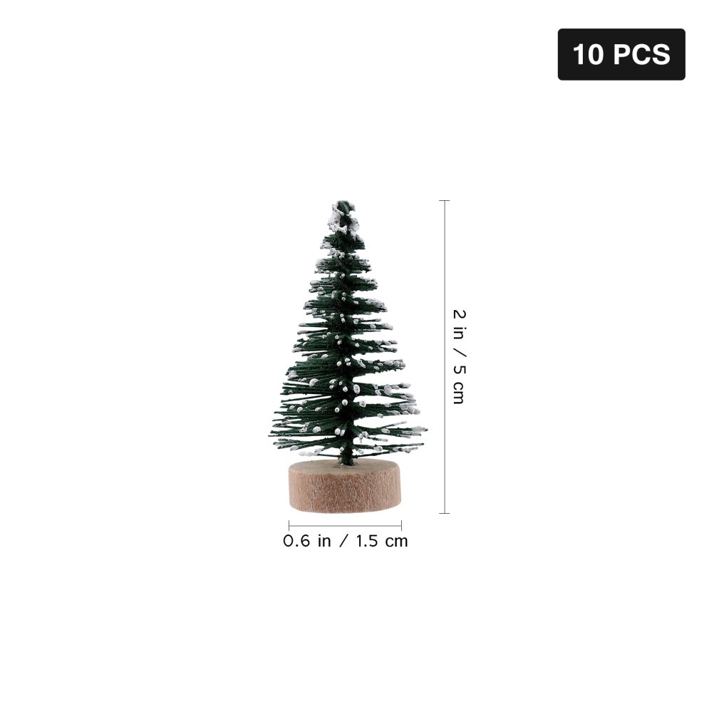 10Pcs Small Xmas Tree with Snowy Pine Design for Tabletop Christmas Party Decor