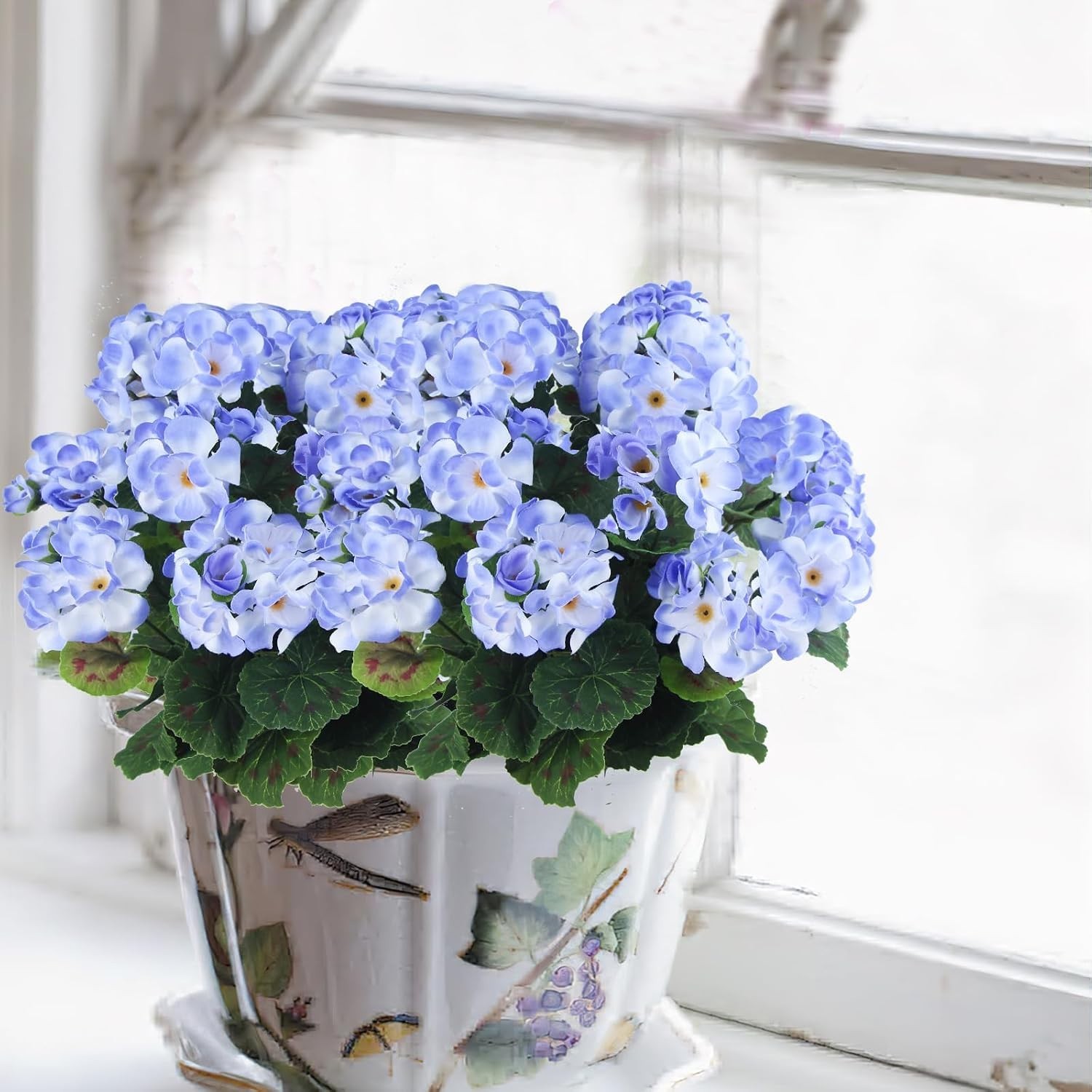 Vibrant 2 Pcs Faux Light Purple Geranium Flowers for Weddings & Centerpieces