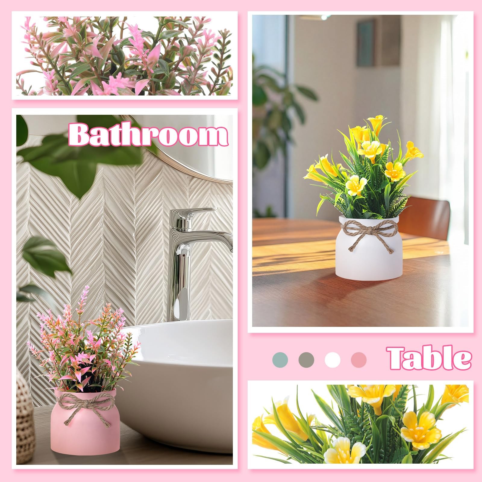 9 Pack Small Artificial Potted Flowers Spring Floral Tables Centerpieces Mini…