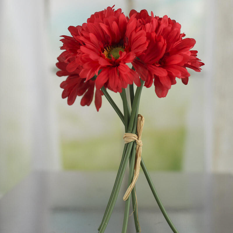 Set of 2 Red Artificial Gerbera Daisy 11-1/4″ Floral Bundles