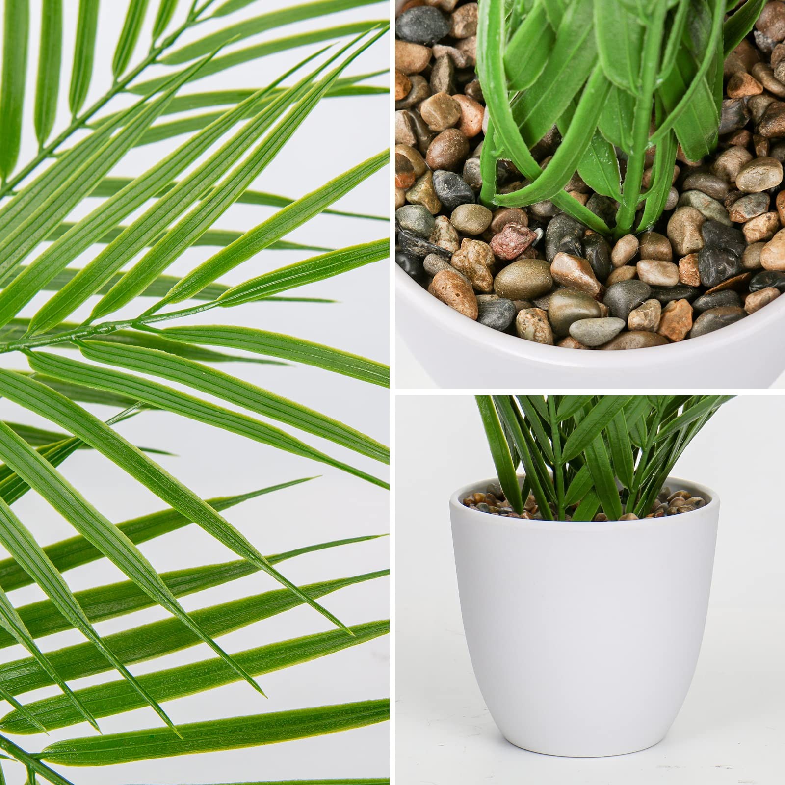 15 Inch Artificial Palm Plant In White Pot Real Touch Tropical Fake Houseplant