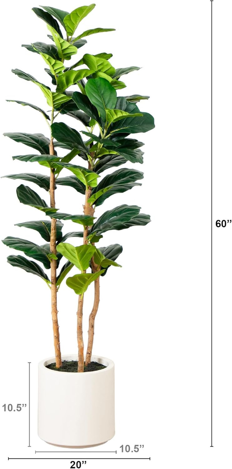 5Ft Artificial Fiddle Leaf Tree in Elegant White Planter –