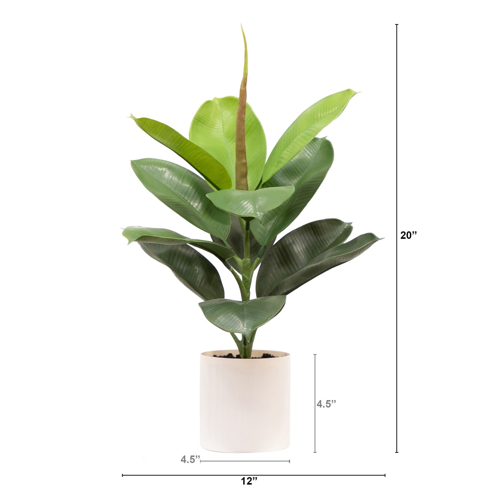 20″H Artificial Indoor Fiddle Leaf Fig Plant in Plastic Vanilla Planter