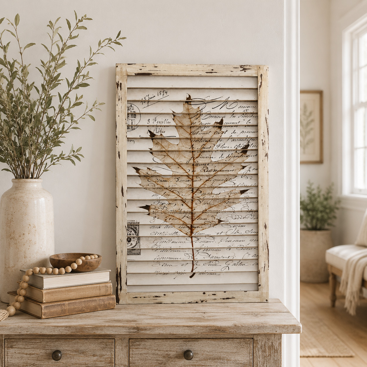 24″ Maple Leaf Window Shutter Wall Decor
