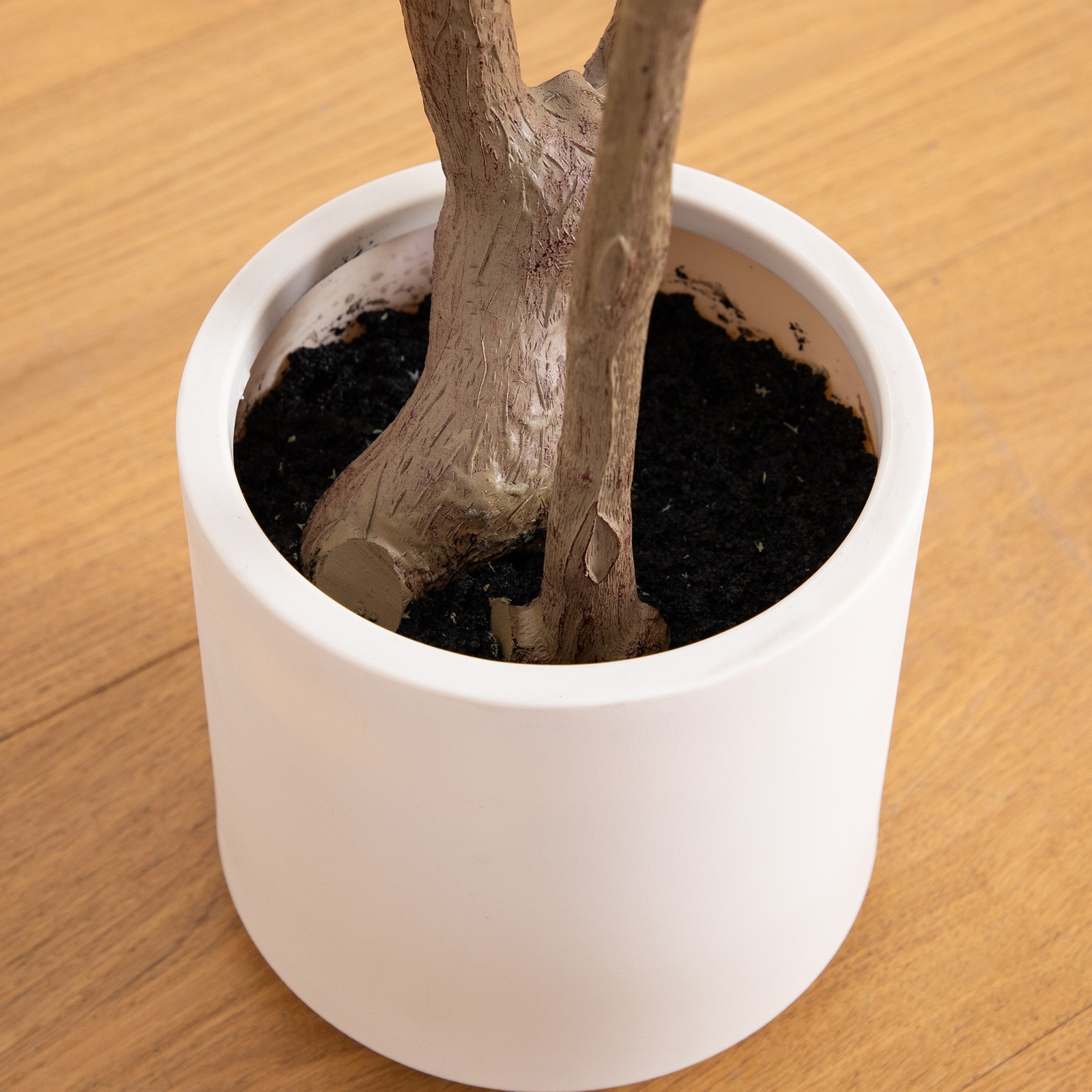 Nearly Natural 7ft Artificial Minimalist Olive Tree in White Decorative Planter