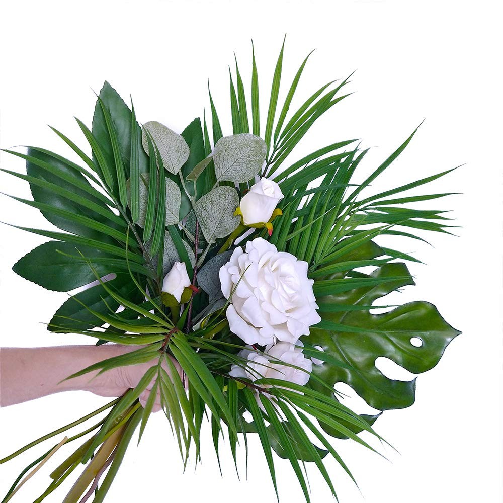 Artificial Areca Palm Leaves, 8 Pcs Faux Tropical Palm Tree Leaves Stems for …