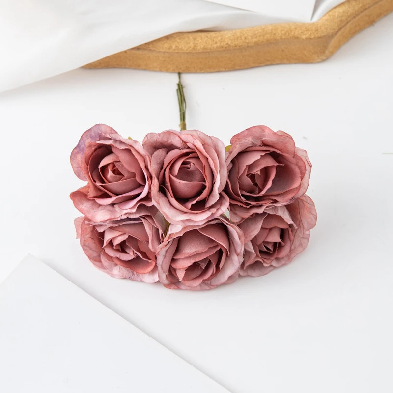 6Pcs/lot 11Cm Mini Silk Artificial Carnation For Christmas DIY Wreath Home Decor