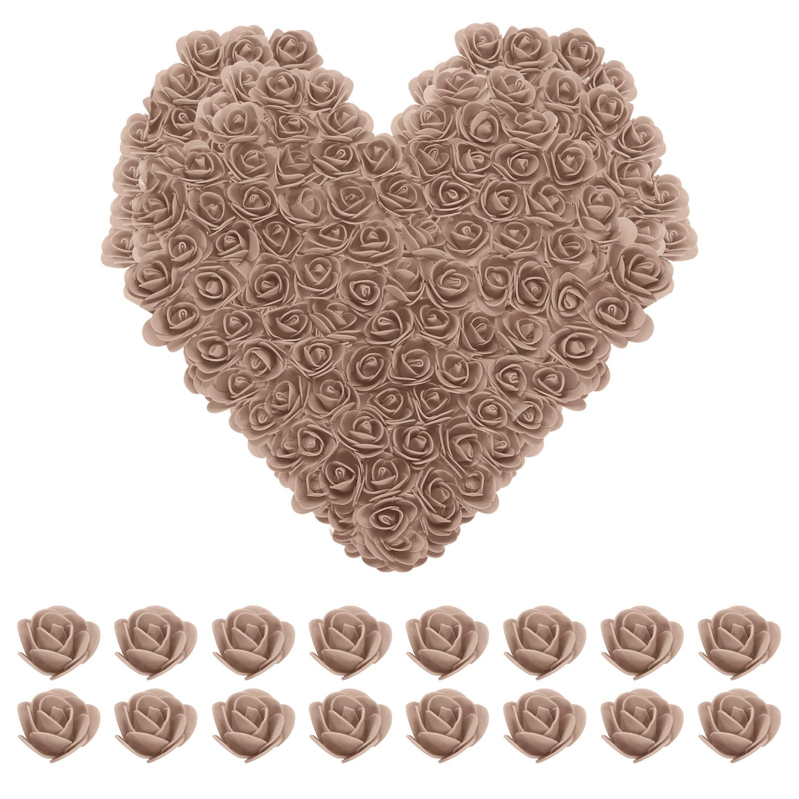 250 PCS Brown PE Mini Artificial Rose Foam Fake Flower Heads for DIY Craft