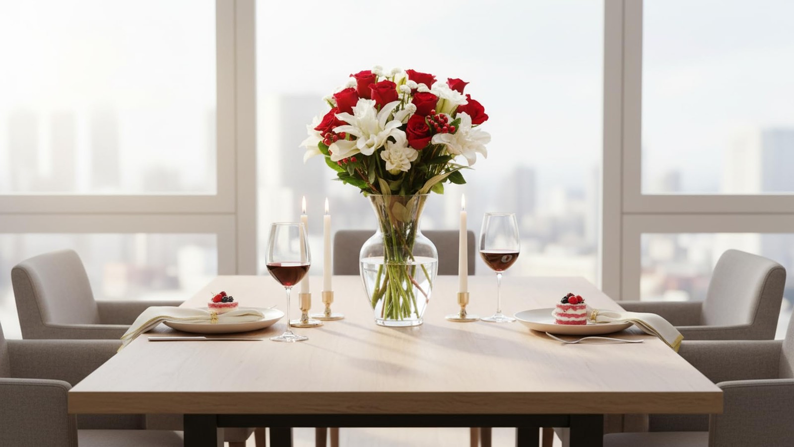 Stargazer Barn Red Royale Rose Bouquet with Vase Fresh Cut Flower Delivery, …
