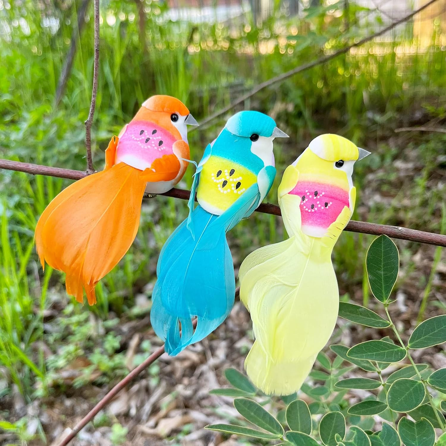 6Pcs Artificial Spring Birds Clip on Colorful Bird for Crafts Tree