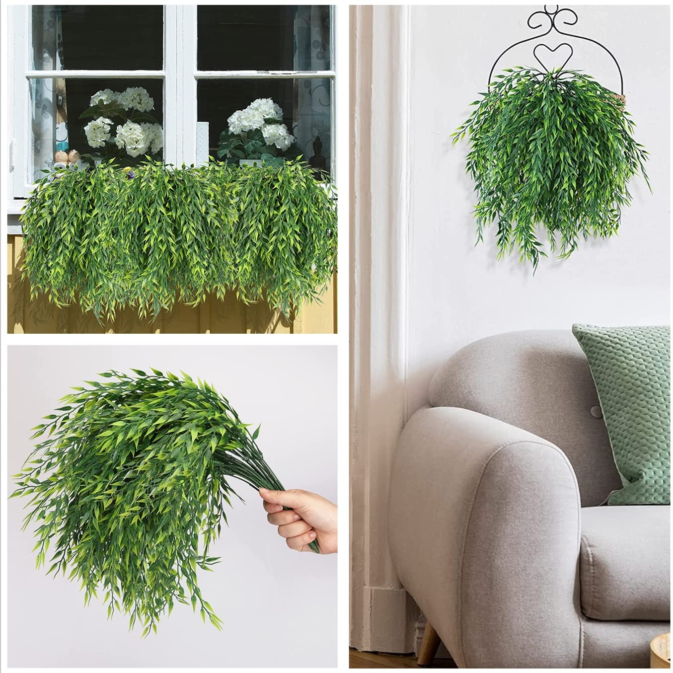 Artificial Weeping Willow Plants, Fake Hanging Vine Decor Plastic Greenery Le…