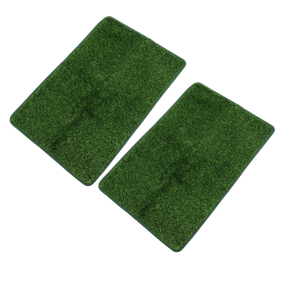2Pcs Washable Artificial Grass Pad for Dogs Green Pet Potty Training Mat