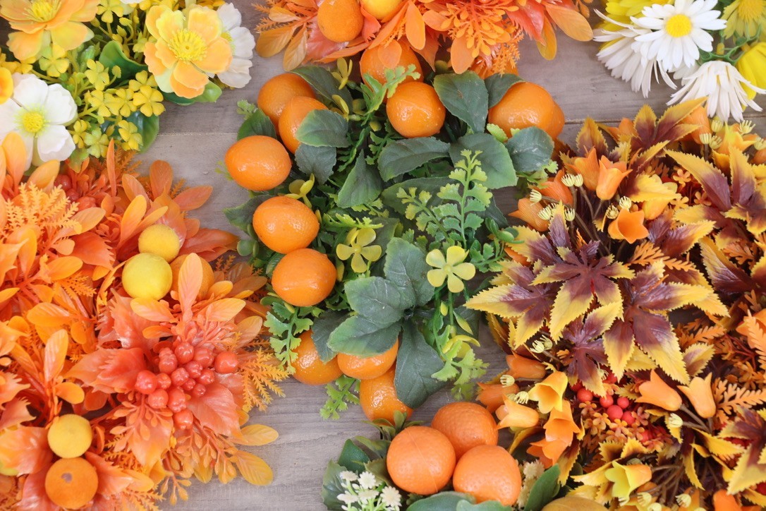 Lot 12 Vintage Artificial Fall Floral Candle Rings Table Centerpieces Autumn