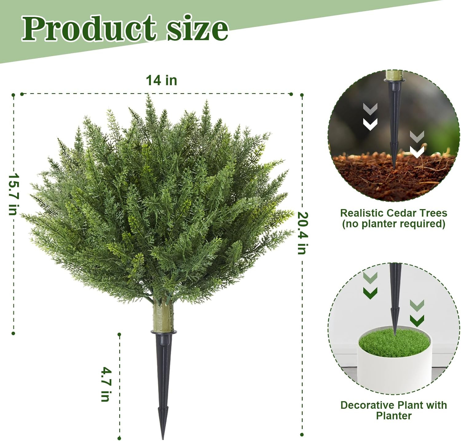 15.7″ UV Resistant Artificial Cedar Ball Shrubs – 4 Pack for Indoor/Outdoor Use