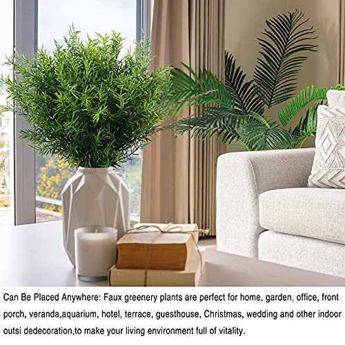 XLFAQXM Artificial Plants Flowers Grass Shrubs 8 Pack No Fade Faux 4#green